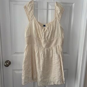Old Navy Waist Defined Floral Eyelet Mini Dress Creme Sz XXL